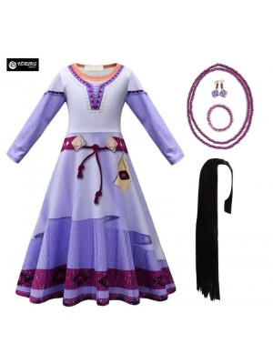 Simil Asha Costume Vestito Carnevale Travestimento Bambina Cosplay Dress WISH08